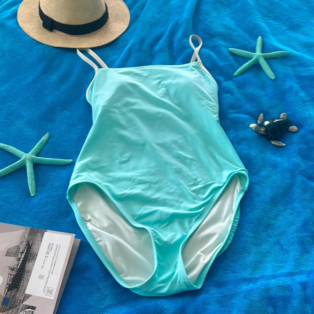 Kate Spade one piece bathing suit light aqua color size M.